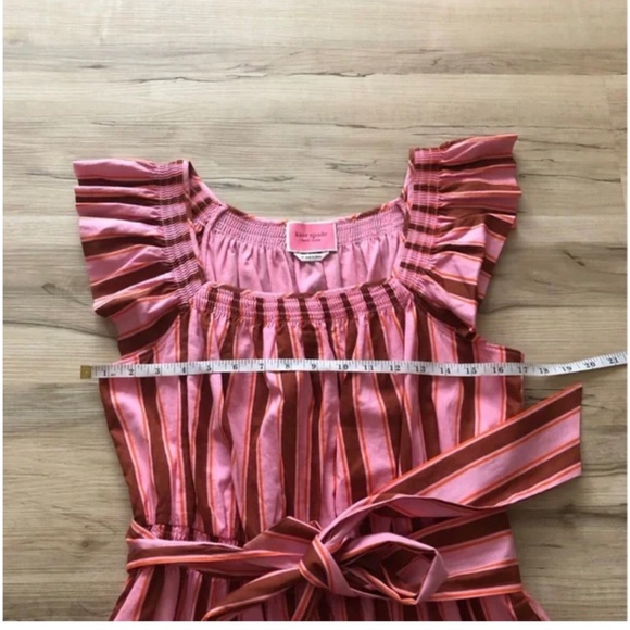 Kate Spade Pink / red striped Ruffled Sundress - Picture 5 of 5